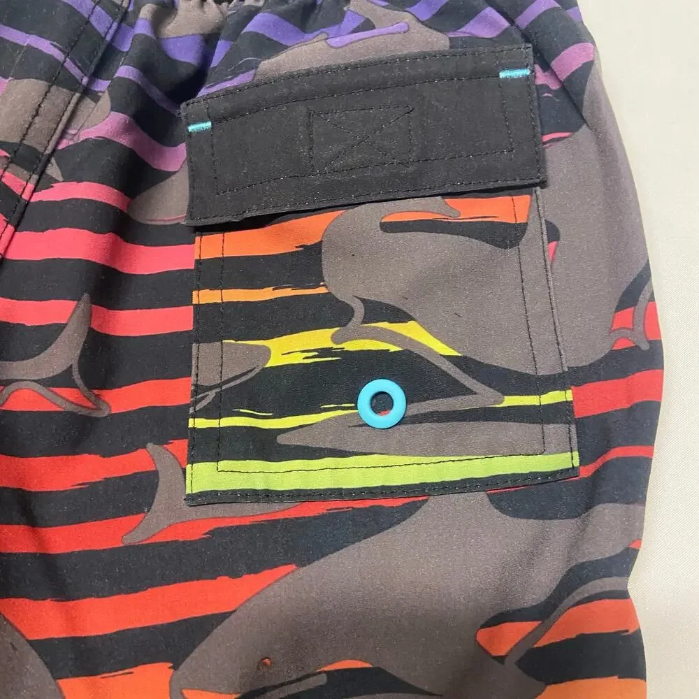Wonder Nation Swim Trunks Boys Size XS 4/5 Sharks Swimsuit Bathing Suit Rainbow